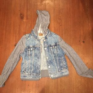 American eagle jean jacket hoodie